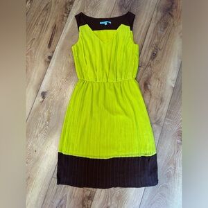 Antonio Melanie Chartreuse and Brown Dress Sz 2
